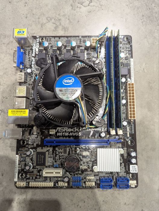 Материнська плата ASRock H61M-HVGS + Intel i3-2100 + 8GB DDR3