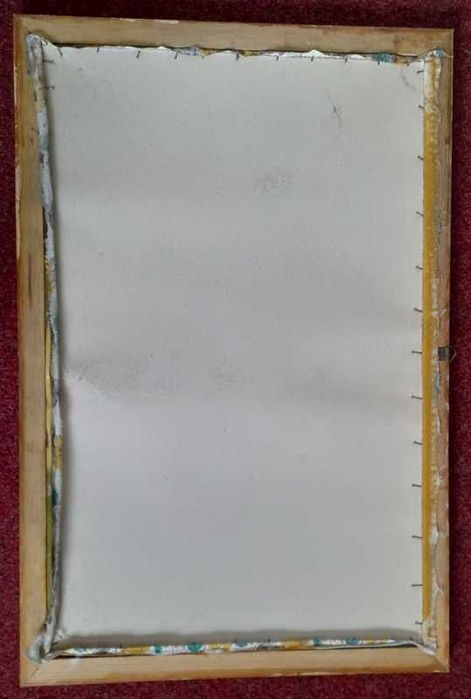 Stary OBRAZ pejzaż rzeka łódka 95,5 cm x 63 cm