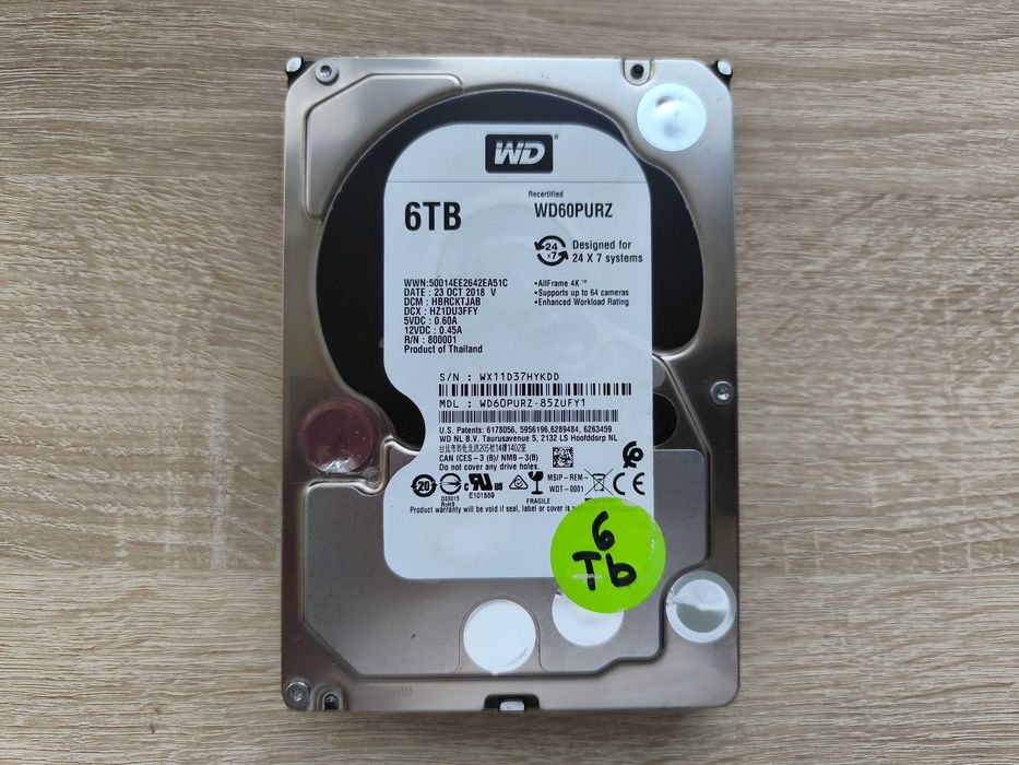 Жорсткий диск HDD Western Digital Purple 6Tb 6000Gb WD60PURZ-85ZUFY1
