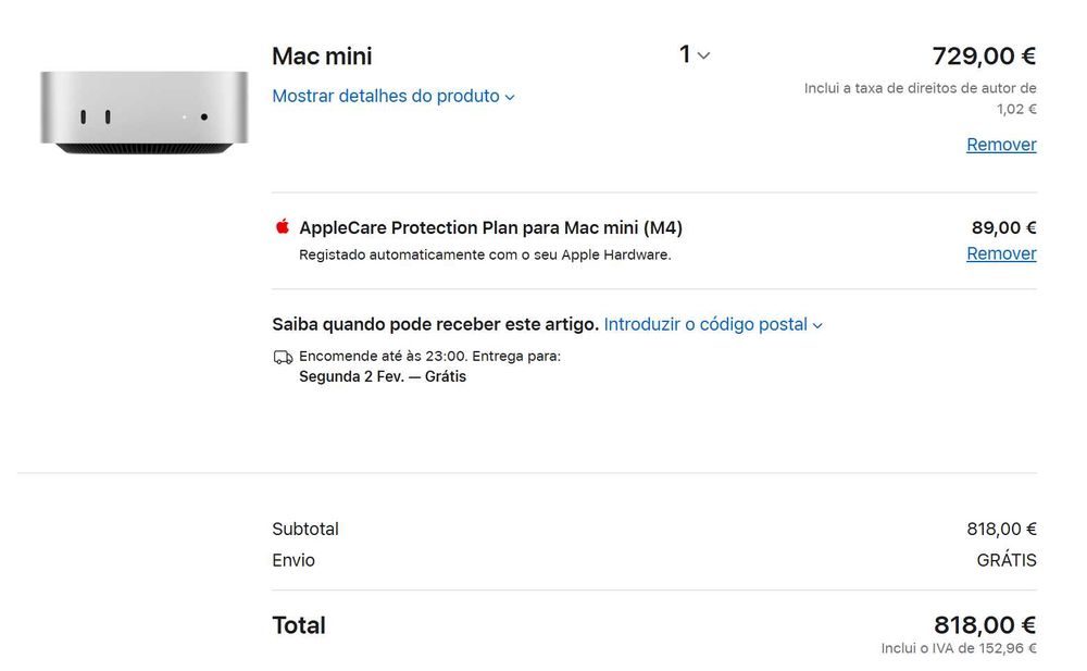 Mac Mini 2025 M4 Apple Original Novo, 10C CPU, 16GB, 256GB