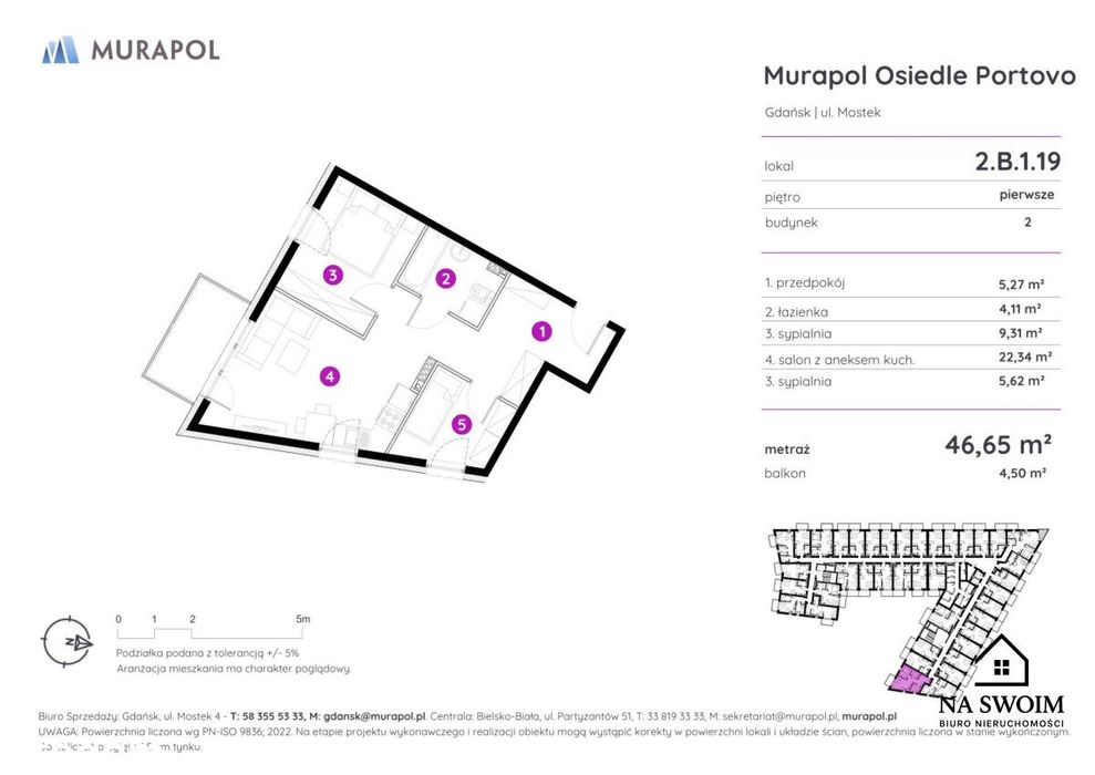 3-pokojowy apartament River View | Balkon | Gdańsk