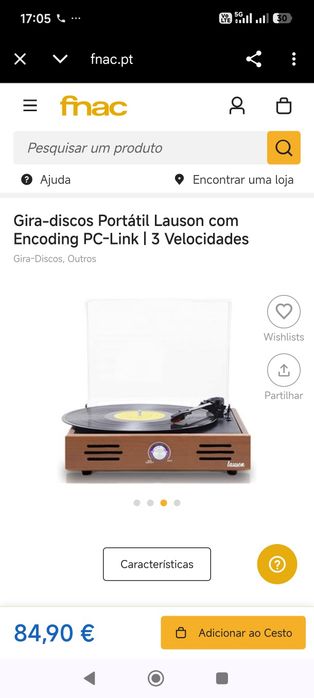 Gira-discos Portátil Lauson com Encoding PC-Link | 3 Velocidades