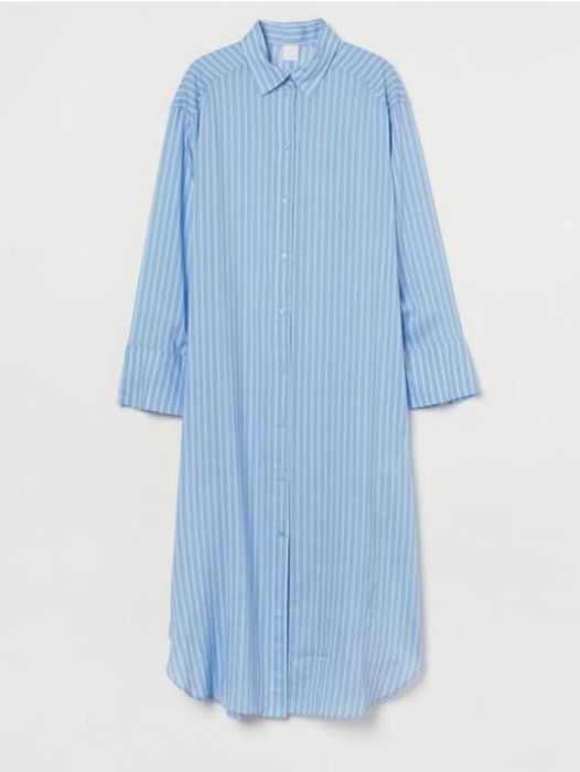Длинное натуральное платье-рубашка H&M