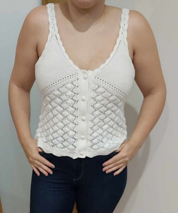 Top branco em croché
