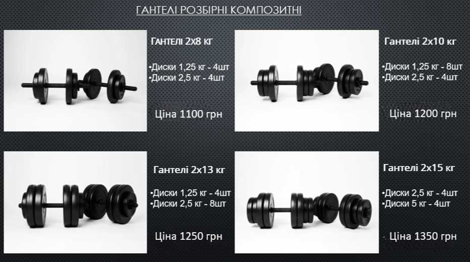 Гантели разборные 40 кг 2 по 20 наборные комплект Розбірні гантелі