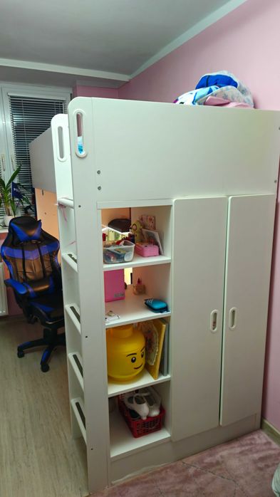 Łóżko piętrowe białe z biurkiem