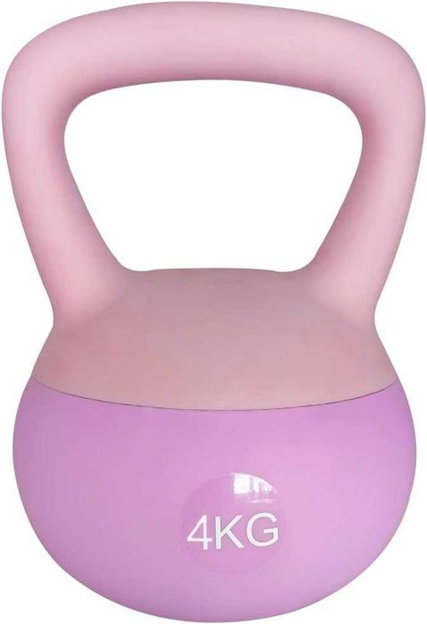 Odważnik kettlebell do ćwiczeń fitness 4 kg treningowy PVC różowy