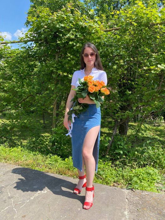 Джинсова міді спідниця