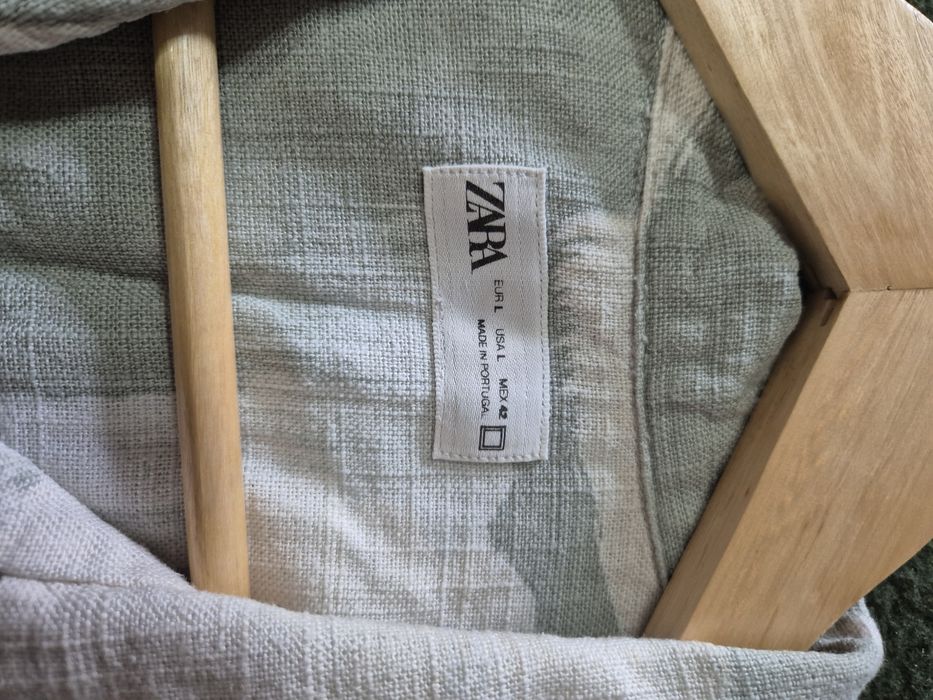 Camisa verão branca e verde musgo T-M