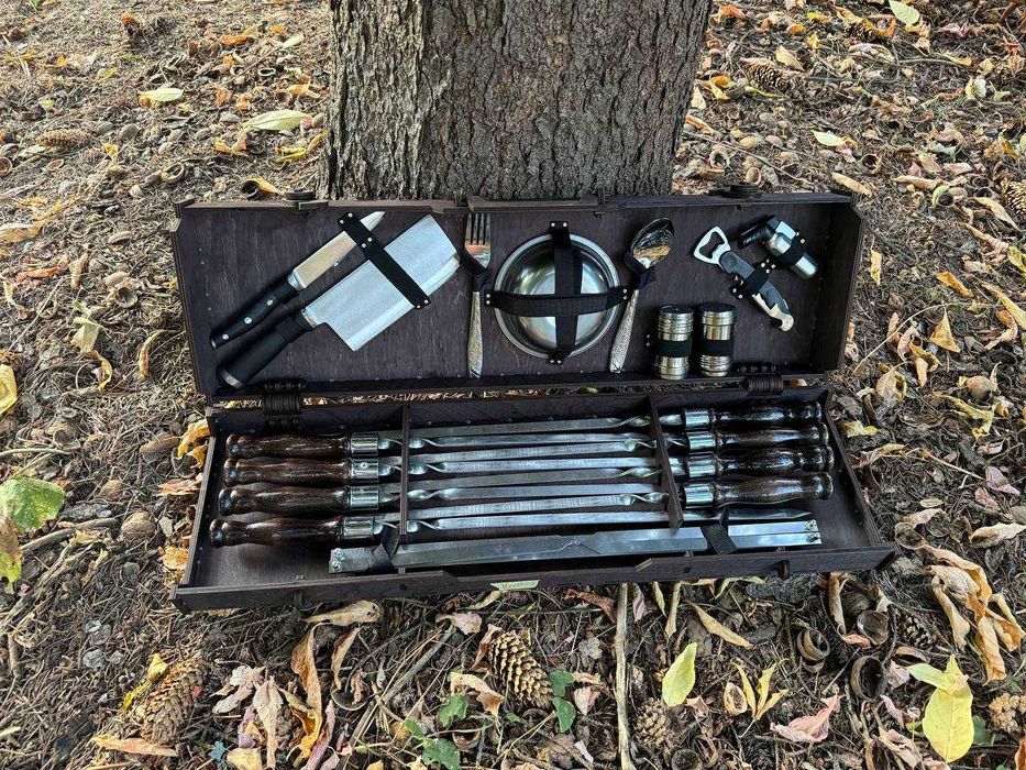 Набір шампурів у кейсі,шашличний набір, набір шампурів, подарунок