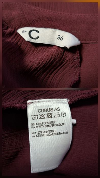 Elegancka bluzka Cubus, kolor burgundowy, r. 36 (S), falbany