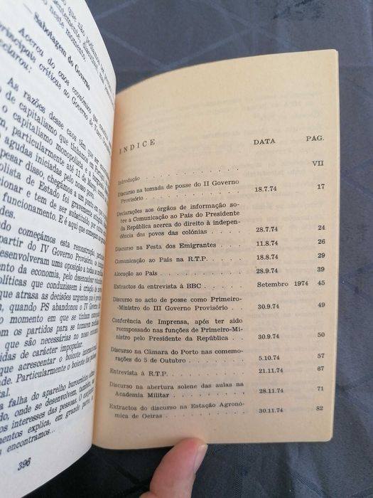 Livro Vasco Gonçalves, Discursos conferências e entrevistas. 1976