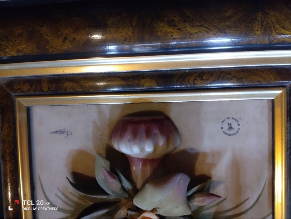Quadro Capodimonte com flores em relevo