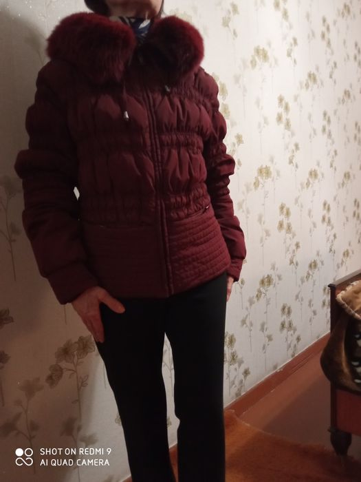 Куртка пуховик  Турция темно бордового цвета б/у в отличном состоянии