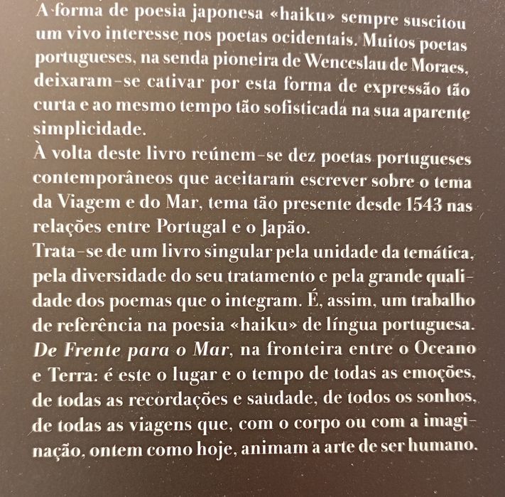 Livro  De frente para o mar