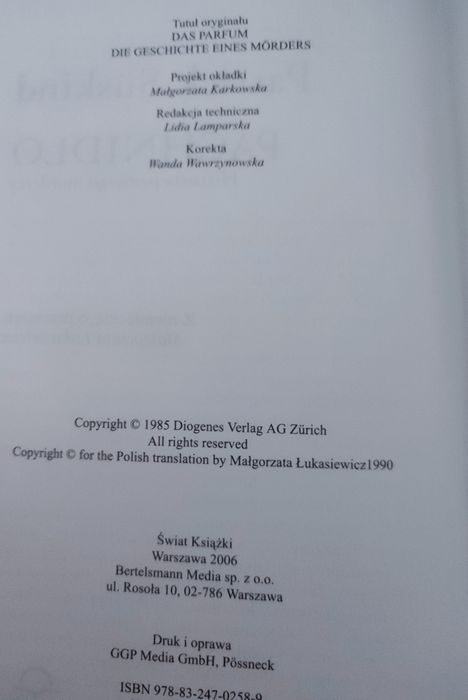 " Pachnidło" Patrick Suskind "