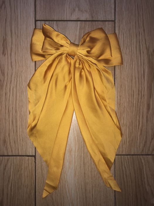 (K23) Żóto-musztardowa spinka- duża kokarda