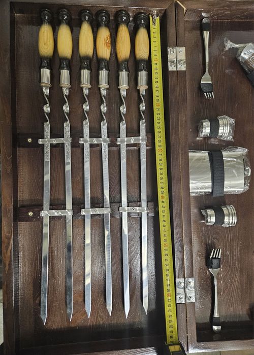 Набір шампурів, подарунок для чоловіка, деревяний кейс, ручна робота