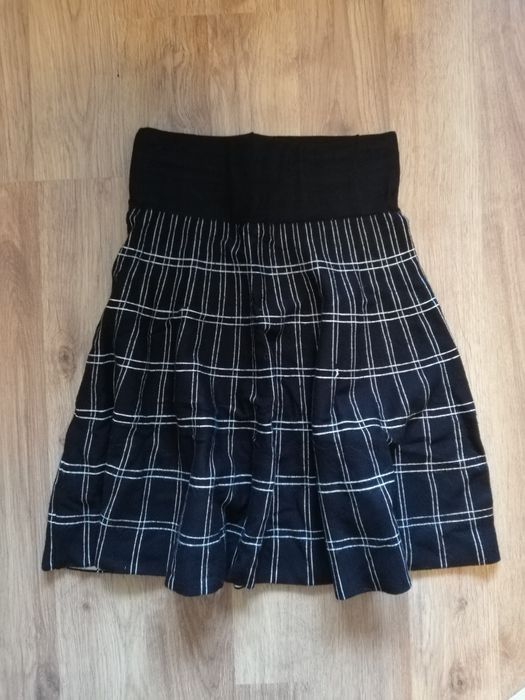 Czarna spódnica w kratkę reserved XS S krata do kolan spódniczka midi