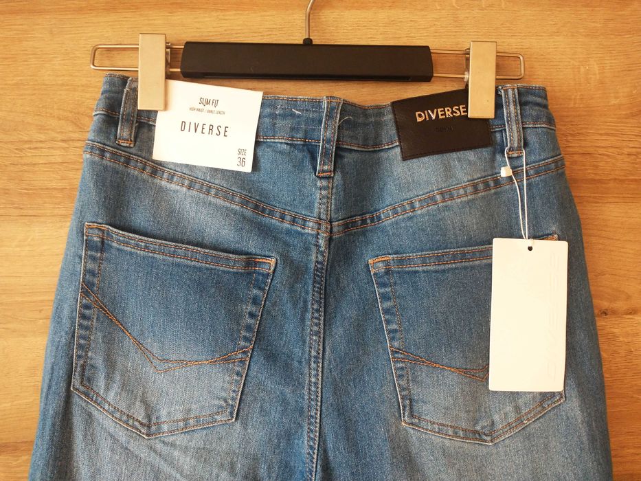 Diverse jeansy ankle high waist slim fit