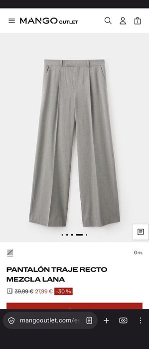 Жіночі штани з вовною Mango розмір 42 теплий сірий