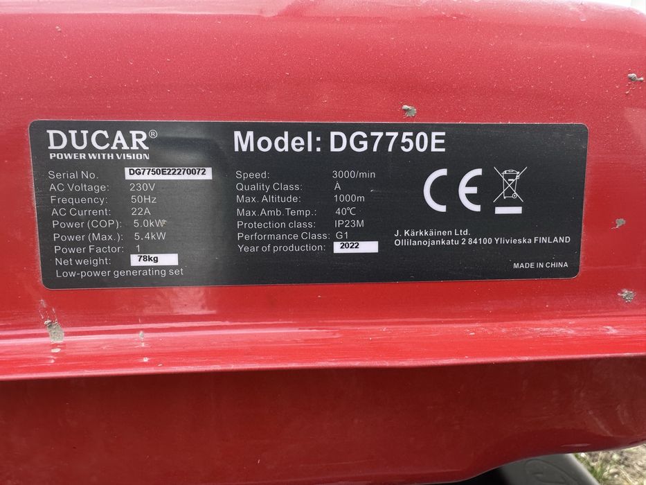 Генератор бензиновий Ducar DG7750E