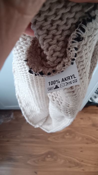 Sweterkowa sukienka dzianina beż czerń M/L
