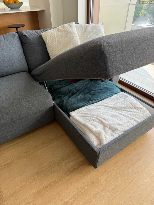 Sofá 3 lugares c/chaise longue, Tibbleby KIVIK cinzento