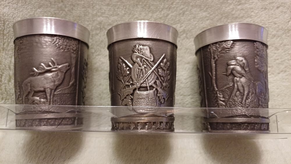 Kolekcja. Zestaw cynowych kieliszków (szklanek) niemieckiej firmy ALWE