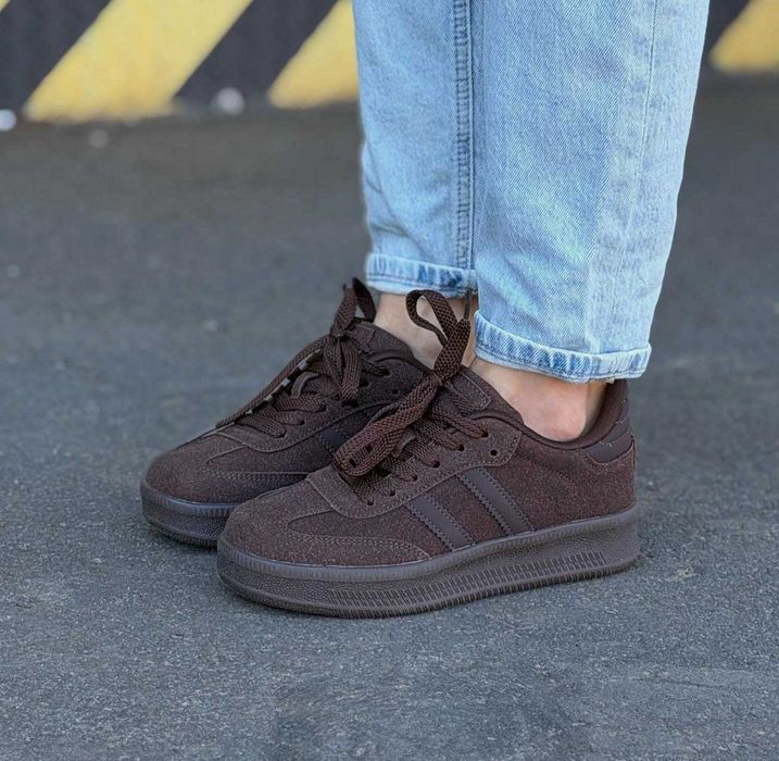 Женские кроссовки коричневые замшевые демисезоные