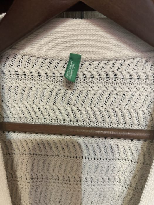 Sweter Benetton- uni- fajny ażurowy kardigan-unikat!