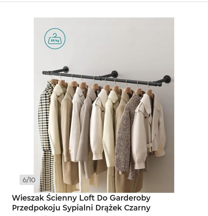 Wieszak ścienny,drążek czarny