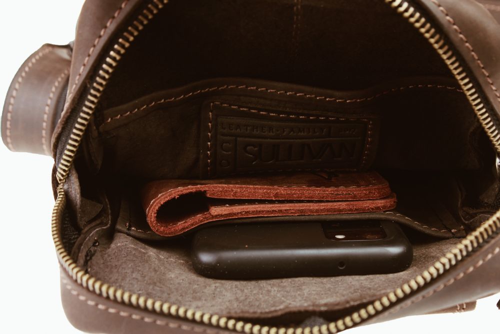 Сумка чоловіча слінг на плече бананка sms15-2(30) коричнева