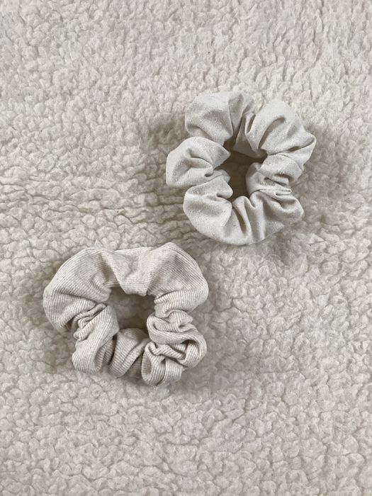 Zestaw 2 scrunchie bawełniana, jedwabna surowy jedwab Yanowska