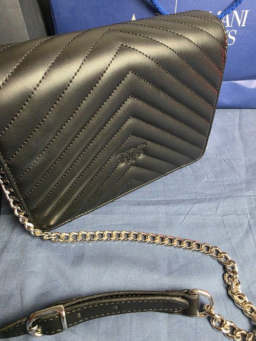 torebka damska torba Pinko praązkowana srebrny znaczek premium