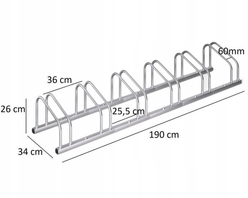 Stojak Uchwyt Parking Rowerowy na 6 Rowery Rower ŁATWY MONTAŻ Mocny