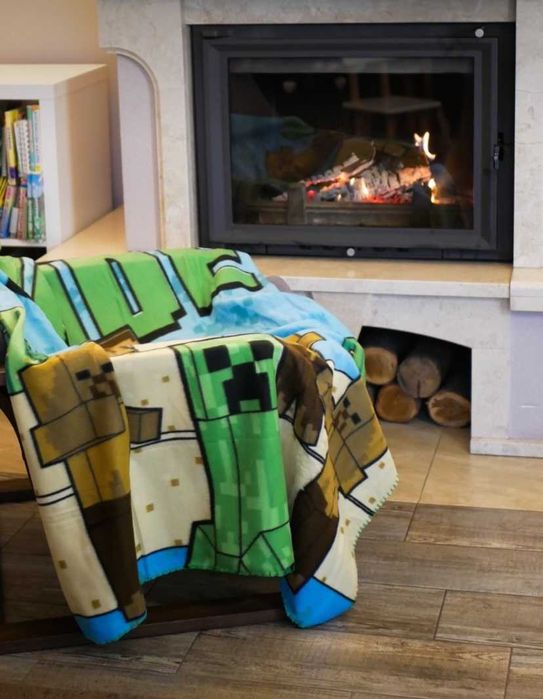 Флисовый плед Майнкрафт Крипер - подарок для фаната игры - 100х140 см