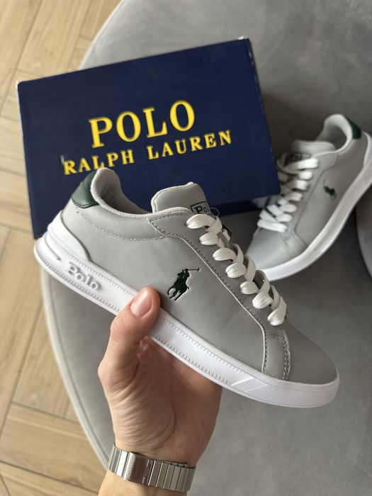 Polo Ralph Lauren Szare Skórzane Trampki Damskie Klasyczne Sneakersy