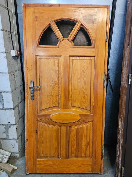 DRZWI Zewnętrzne Drewniane Sosnowe Wejściowe 102x210cm