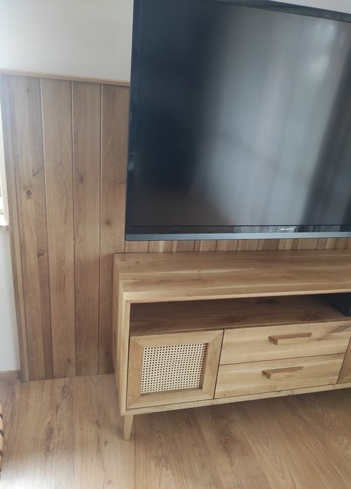 Komoda lita dębowa z ratanem