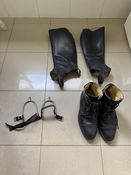 Polainas e botas equitacao nr39 + esporas
