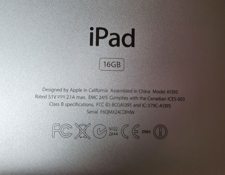 APPLE IPAD 2 a1395 16gb 9,7"