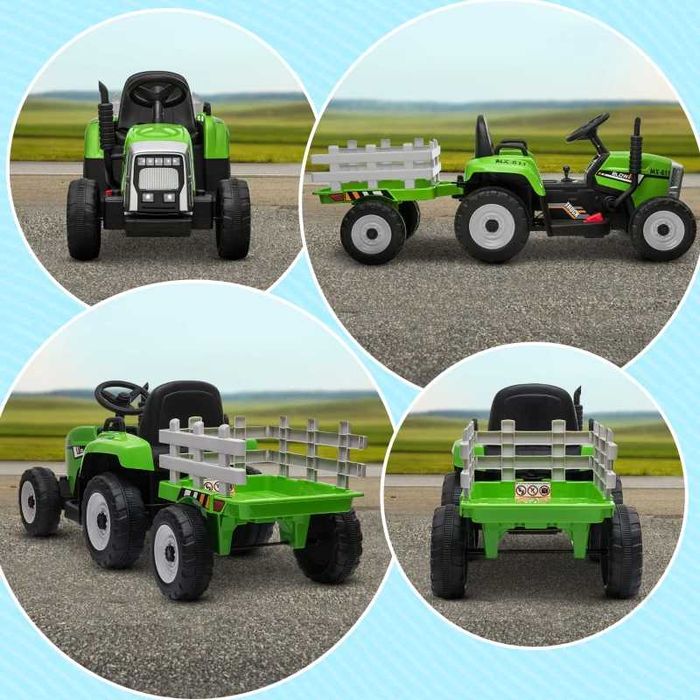 Brinquedos – Trator elétrico com reboque amovível, para crianças