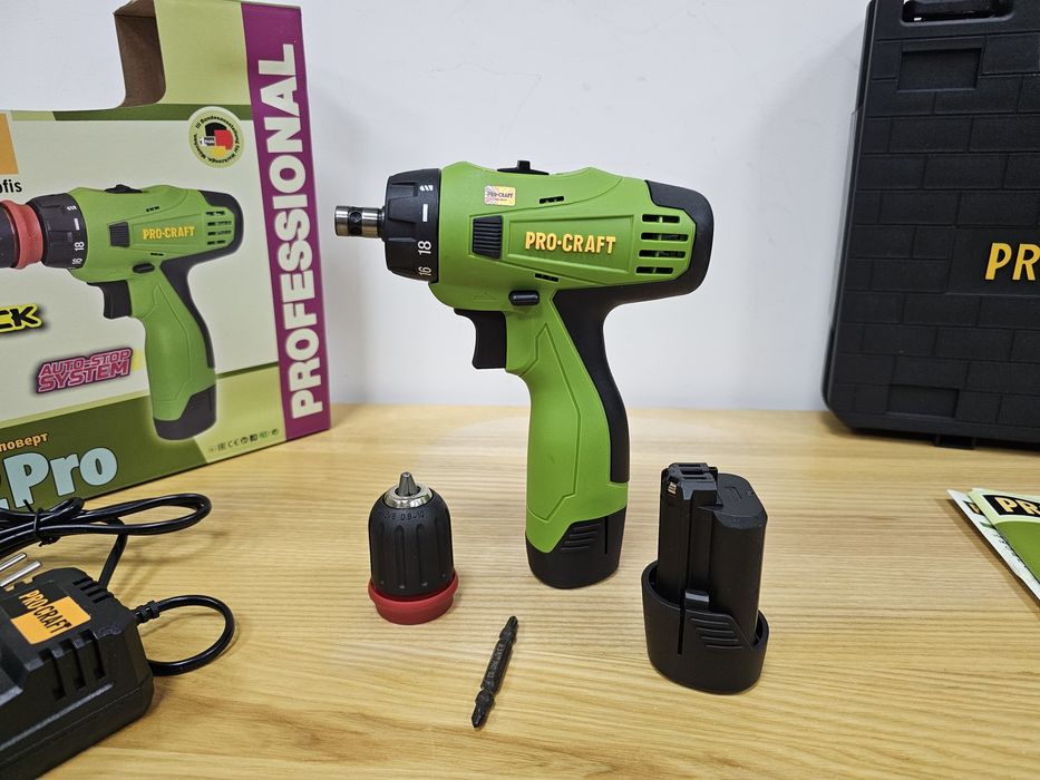 Шуруповерт аккумуляторный ProCraft 12Pro Съёмный патрон 2шт Акб Кейс