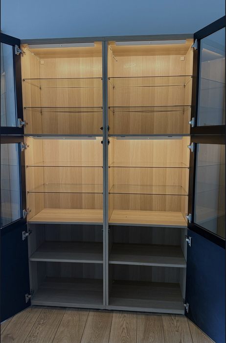 Szafa dwuskrzydłowa szklana czarna LED Besta Selsviken