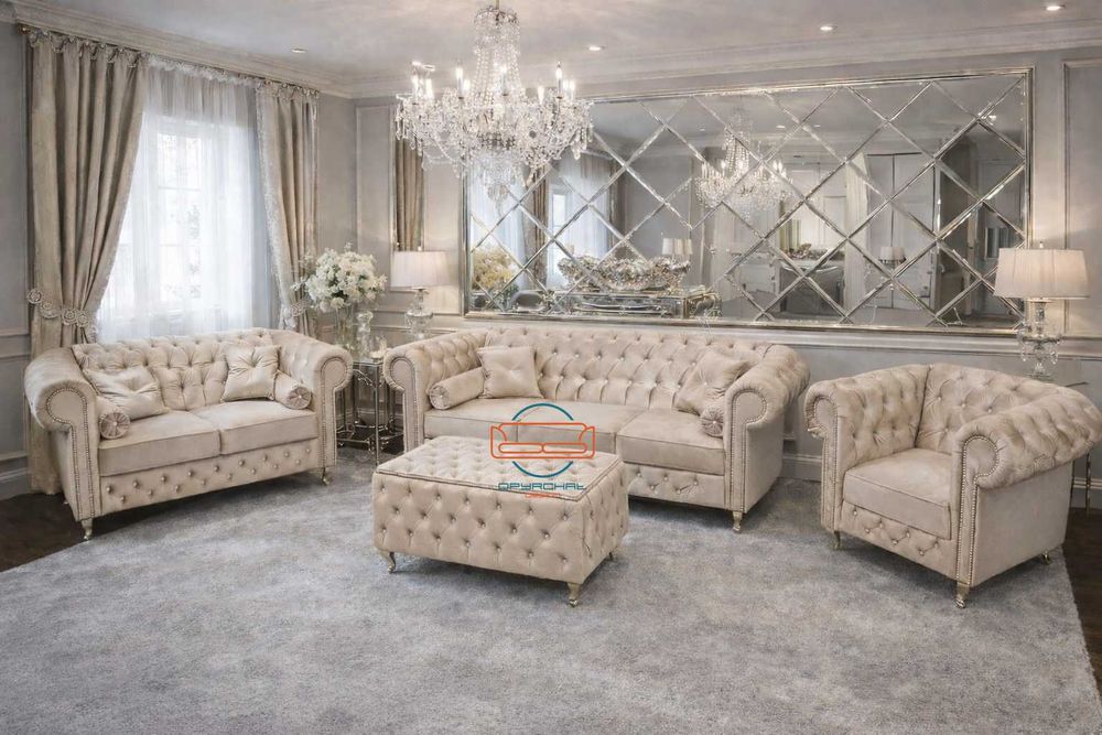 Producent zestaw 3+2+1 + stolik CHESTERFIELD kryształki NR.11