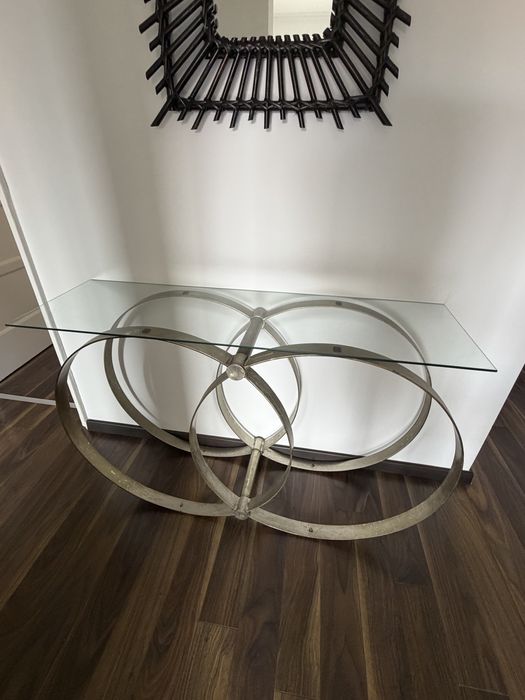 Consola/Aparador de Design Area em Metal Dourado e Vidro – 120 cm