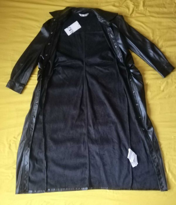 sukienka Zara Maxi XL sztuczna skóra czarna napy