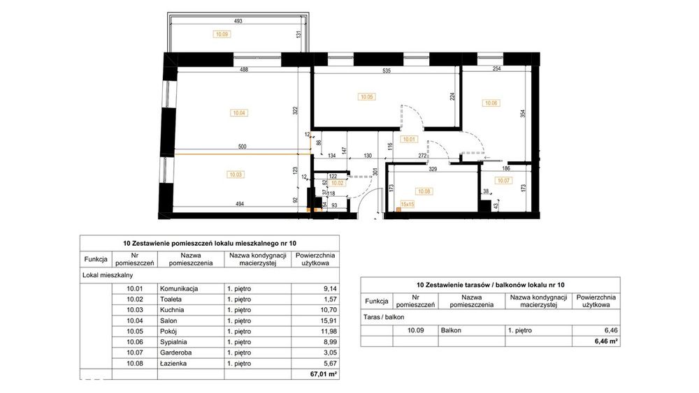 3 pokoje | 67,01 m² | Apartamenty Centrum Wieluń