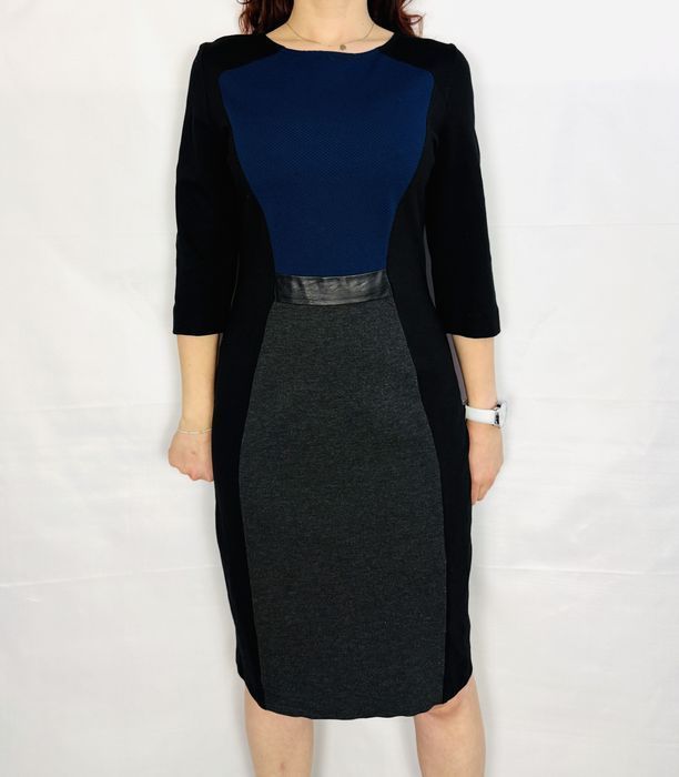 Trójkolorowa sukienka ołówkowa midi L 40